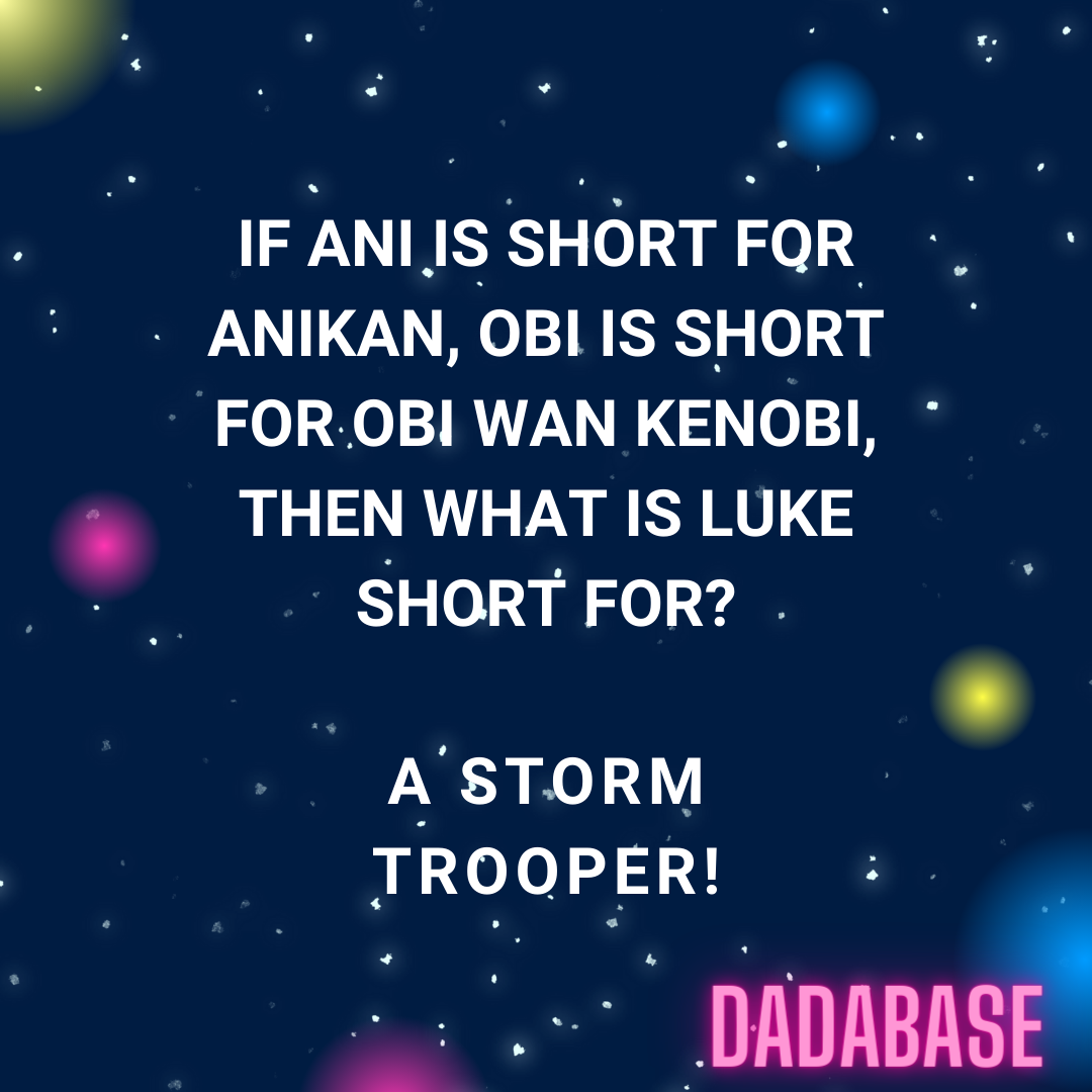 If Ani is short for Anikan, Obi is short for Obi Wan Kenobi, then what is Luke short for? A storm trooper!